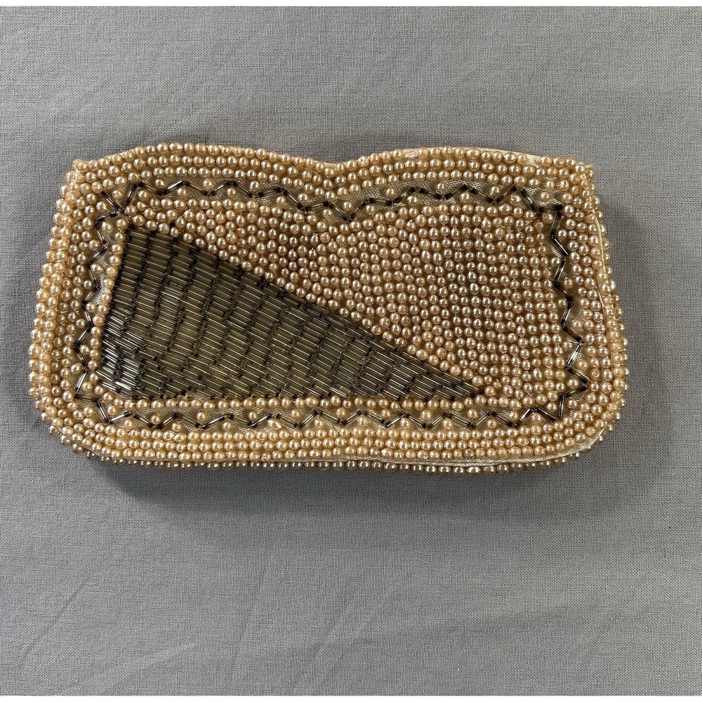 Vintage Miranda‎ Beaded Clutch Purse 1940's XSmall  6.5"x 3.5" Art Deco Classic